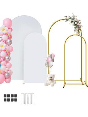 Arch Backdrop Stand Set with Cover, 7.2ft & 6ft, Perfect for Events & Photos
